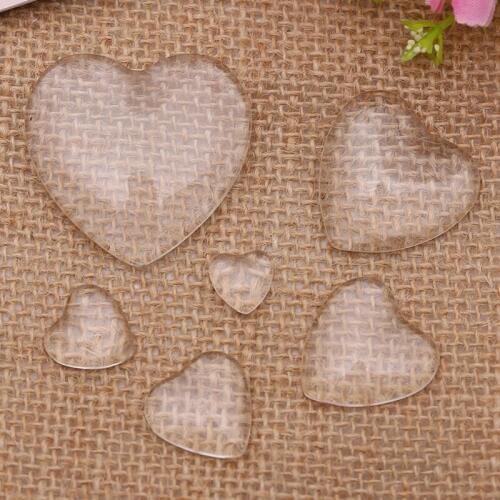 30pcs/lot 8mm 12mm Heart Flat Back Clear Glass Cabochon Transparent Glass Cabochon For DIY Fashion Jewelry Making