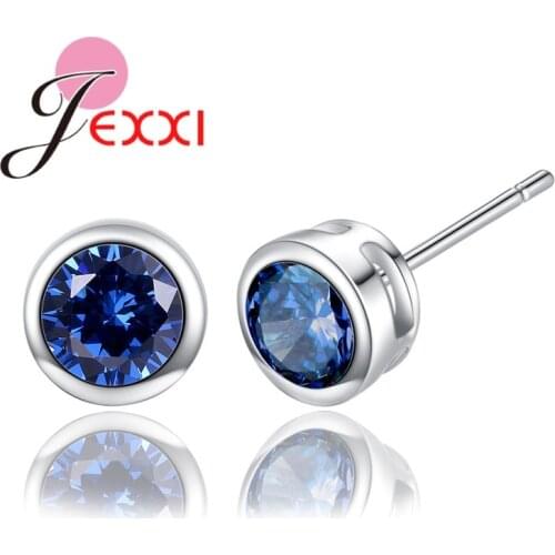 High Quality Women/Girls Wedding Jewelry 925 Sterling Silver Clear CZ Stud Earrings Fast Shipping Romantic Gift For Lover