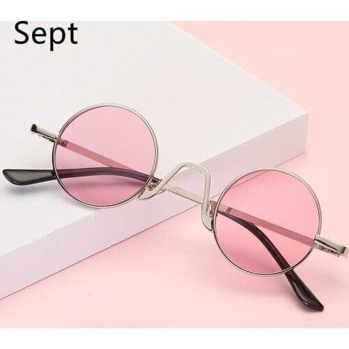 Sept Steam Punk Style Hip-Hop Small Round Metal Frame Eyewear Vintage Sunglasses Men Women