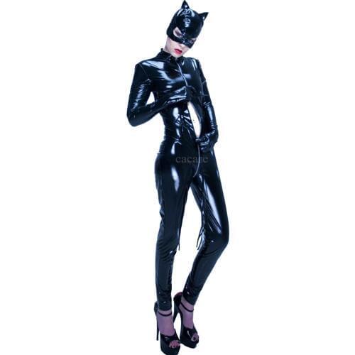 Sexy Patent Leather Bodysuit Body PVC Catsuit Latex Leather Bodysuit Sexy F0628 PVC Black Red Colors