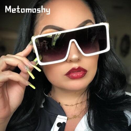 Vintage Square Sunglasses Men Women 2020 Black White Oversized Sun Glasses One Piece Hip Hop Shades Lunette De Soleil Homme