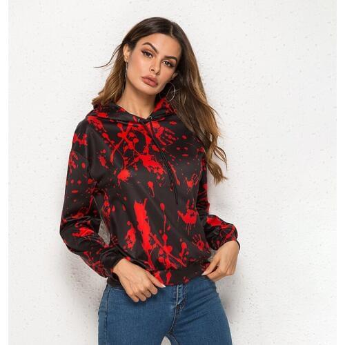 Women Sweatshirts Hoodies Red The Palm Of Your Hand Printed 3D Printed Drop-shoulder Hooded Sweatshirt Long Sleeve Sweatshirt