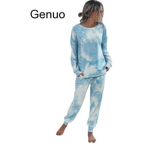 Women 2 Piece Set Gradient Tie-Dye Printed Solid Color Casual Long Sleeve Shirt+Pants Womens Two Piece Elegant Outfits#g3