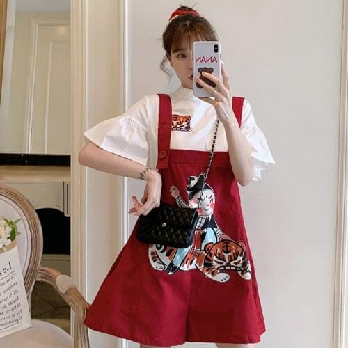 Stand Collar Petal Sleeve Shirt + Wide Leg Short Overalls 2 Piece Set Women Summer Korean Fashion Jumpsuits Casual Clothes Set