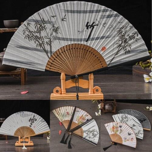 1Pc Chinese Style Folding Fan Bamboo Silk Dance Hand Fan Traditional Craft Wedding Favor Home Decor