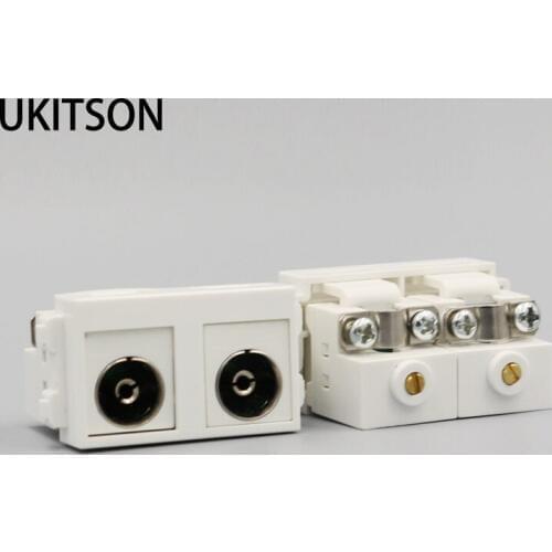 2 Ports Antenna TV Insert Plug Wire Television Connector Socket White Color Analog TV Slot