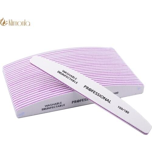 25Pcs/Lot Professional Double-sided Nail File 100/180 Grit White UV Gel Polish Buffer Block File Nail Art Half Moon Tools Salon