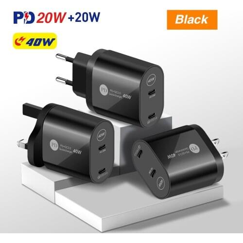 40W USB Type C Charger For iPhone 12 Pro Fast Charging EU UK US Adapter Wall Charger For Iphone 12 11 Samsung S21 Huawei Xiaomi