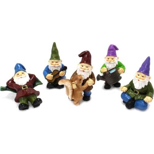 5PCS Waterproof Fairy Garden Miniatures Gnome Mini Cute Dwarf Figurines For Garden Yard Decoration Naughty Pleasant Atmosphere