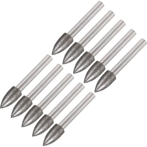 Uxcell Diamond Burrs for Rotary Tool 1/4-Inch Shank 10mm Tapered 120 Grit 10 Pcs Tapered 10mm
