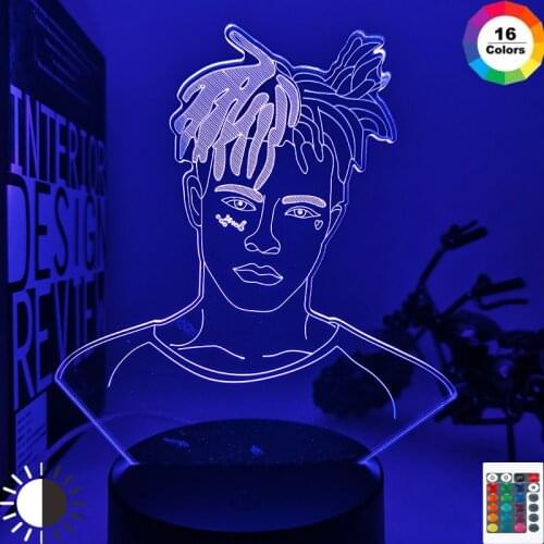 American Rapper XXXTentacion Figure Led Night Light Cool Fans Gift Dropshipping Room Decor Light Office Bedroom Table 3d Lamp