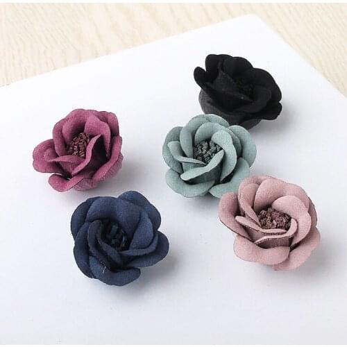 Free Shipping 30pcs 35MM 3D Microfiber Flower Craft Girls Floral Button Patch Stickers Fit Girls Headband Hair Jewelry Bow DIY