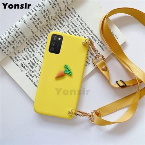 Lanyard Cute Fruit Crossbody Case For Samsung Galaxy A02S A32 A72 A12 A42 A21S A31 A11 A41 A01 A51 71 4G 5G TPU Neck Strap Cover