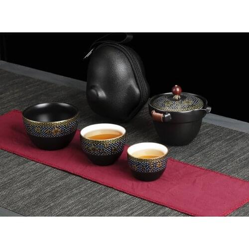 Chinese Designer Flowers Teaware Japanese Ceramic Teapot Gaiwan Teacups Handmade Portable Travel Office Retro Tea Set Gifts Good