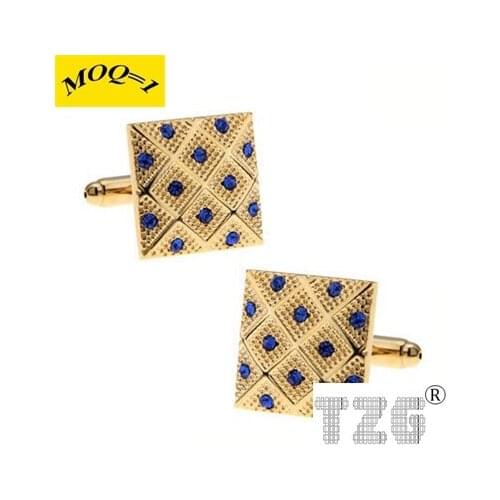 Gold Blue Stone Cufflink Cuff Link 1 Pair Free Shipping Promotion