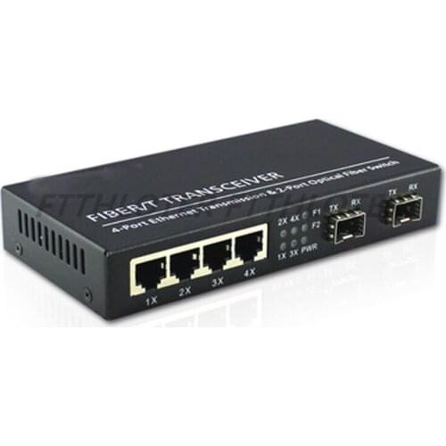 Gigabit Ethernet switch Converter 20KM Ethernet Fiber Optical Media Converter Single Mode 4 RJ45 2 SC fiber Port 10/100/1000M