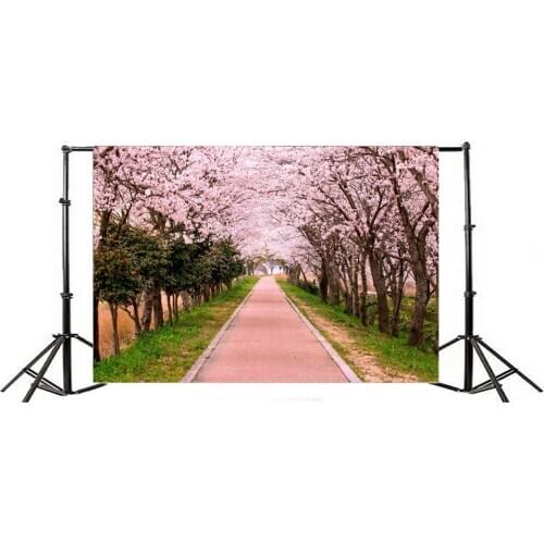 Photography Backdrop Romantic Tunnel Pink Flower Trees Spring