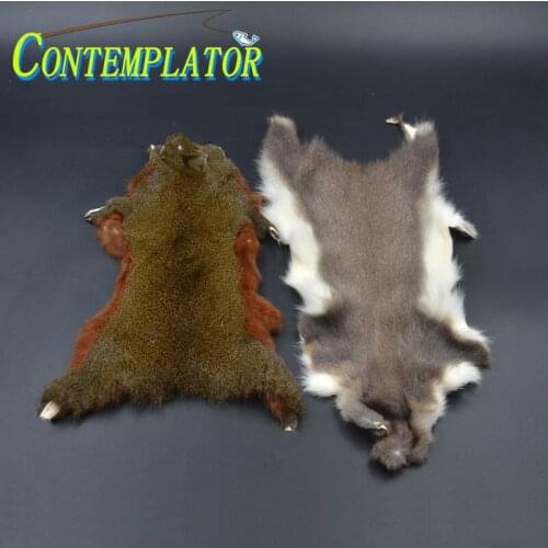 2styles Assorted Fly Tying Squirrel Whole Skin 2pcs/pack Red Belly&White Belly Dense Hairs for Nymphs Emergers Streamers