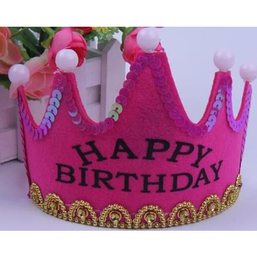 Birthday Cap Happy Glowing 5 lamp Crown Cap King Princess crown headdress Birthday party dress up Christmas carnival gift hot