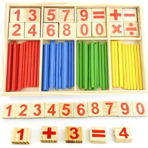 Wooden Counting Sticks Building Intelligence Block Montessori Mathematical Kids Education Toy Wooden Box Children Gift