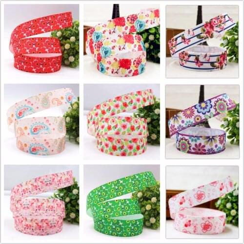 YJHSMY 22mm 5yard/lot Flowers ribbon Printed grosgrain , DIY handmade accessories, wedding gift packaging materials 14974