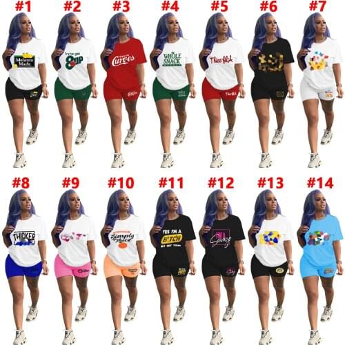 Summer Womens Suit Printed O-Neck Two-piece Suit Crop Top Set and Shorts Casual Outfits for Sex Womens Shorts Tracksuit