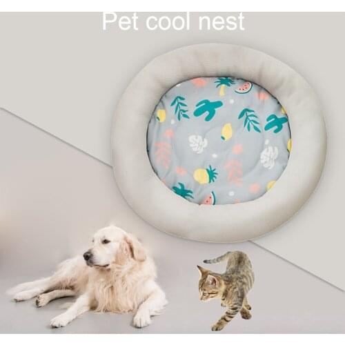 Round Cooling House Breathable Cushion Bed Teddy Pet Dog Cats Sleeping Ice Pad Dogs Pet Clean Mat Pet Cat Litter Box Mat