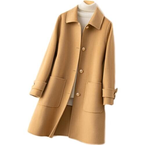 2020 Autumn Winter Coat Women 100% Wool Jacket Female Short Korean Spring Both Sided Cashmere Overcoat Clothes Ladies Outerwear