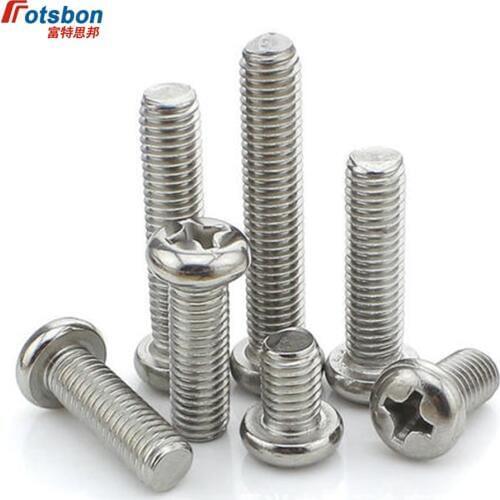 M4 Cross Recessed Raised Counter Pan Head Screw Flat Tail Screws Phillip Plaine Inox Puntas Rvs Vis Inoxydable DIN7985 ISO7045