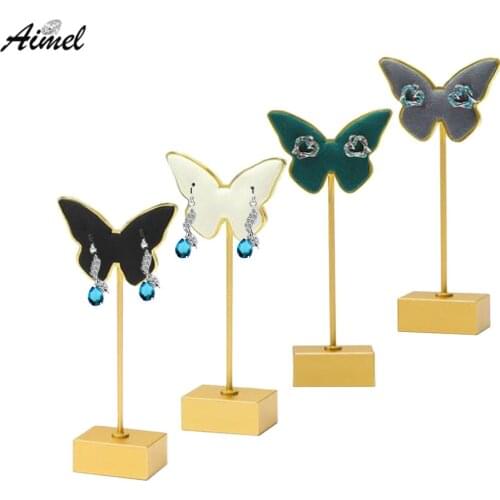 New Butterfly-shaped Metal Earring Display Stand Microfiber Earring Holder Ear Clip Jewelry Display Organizer Stand Stud Hanger