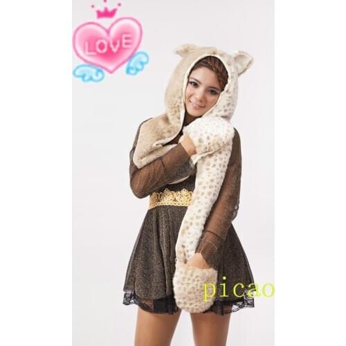 Fashion Cartoon Warmer Cloth Hat Scarf Gloves in one item 102001