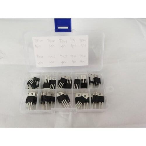 50pcs 10Types TIP Series Transistors Assortment Kit, Including TIP31 TIP32 TIP41 TIP42 TIP120 TIP121 TIP122 TIP125 TIP126 TIP127