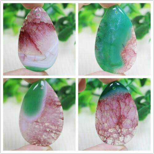 Natural Stone Green&Red Druzy Geode Crystal Agates Multiple size&shape Pendant Stone Bead for Jewelry Making 1Pcs