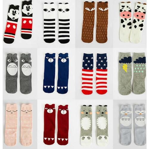 Newborn baby cartoon mouse fox totoro pattern style baby socks cotton toddler boy girl socks knee high leg warm child sock
