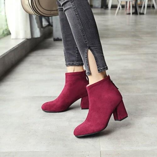 New fashion suede short boots in autumn and winter 2020 sexy high heels commuter short tube large womens shoes Martin boots
