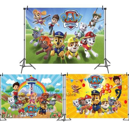 Original Paw Patrol Party Backgroud Dcoration Birthday Poster Template Photography Back Ground Paw Dog Happy Party Supplie
