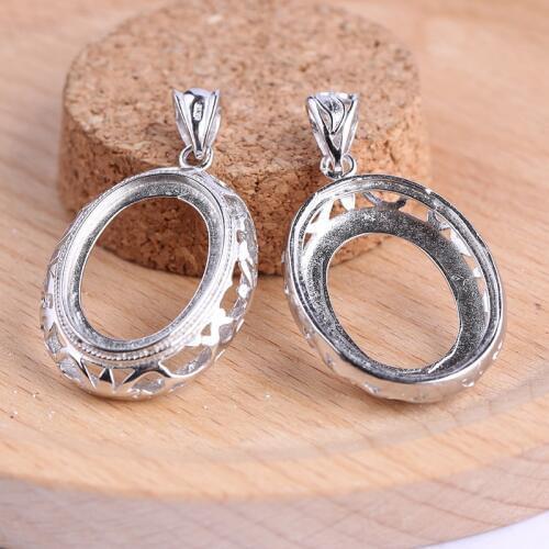 Onwear 5pcs Fit 18x25mm oval cabochon pendant base settings diy blank cameo bezel trays diy charms for jewelry necklace making