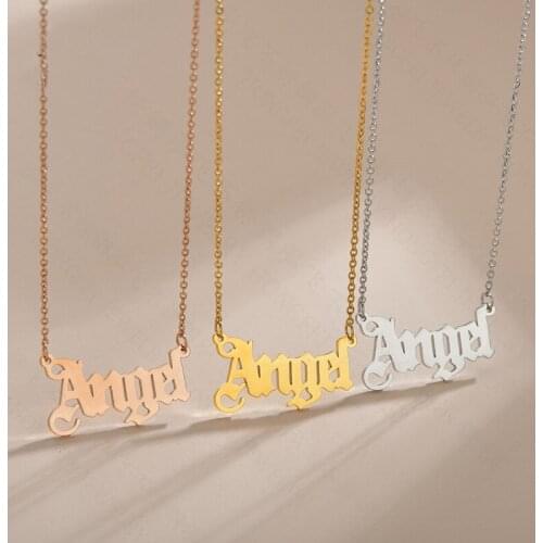 Stainless Steel Letter Angel Punk Choker Necklace Women Jewelry Couple Gift Necklace Chokers Femme Collier Drop Shipping 48+5cm