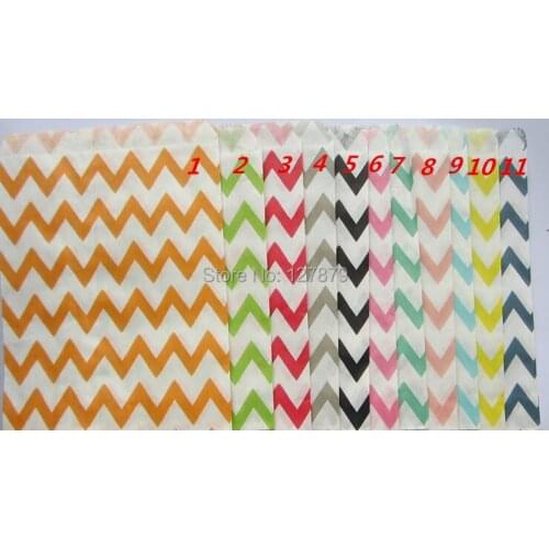 100p 13x16cm Sandwich Food Wrap Chevron Striped Treat Bags 5x7" Food Safe Candy Favor packaging Paper Bags, Party Gift Bags TB02