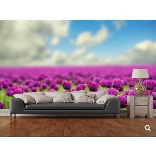 Custom floral wallpaper,Spring Tulips,3D photo murals for modern living room bedroom backdrop waterproof wallpaper