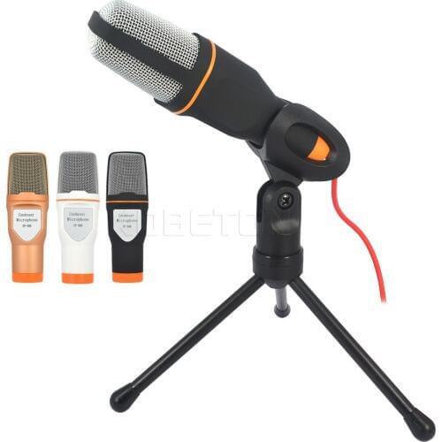 Kebidu Wired Stereo Condenser Sound Podcast Studio Microphone with Holder Clip for Chatting Singing for PC Laptop SF-666