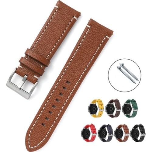Real Leather Watch Strap for Samsung Gear S2 S3 galaxy watch 3 41mm 45mm 46mm Active huami amazfit gtr Bip huawei gt2 20mm 22mm