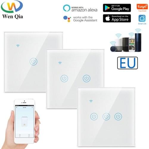 Tuya WiFi Smart Home Switch 220V 1/2/3/4 Gang EU Smart Light Switch No Neutral Wire for Alexa Google Home Smart Home Automation