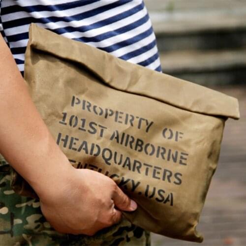 Man Oil Wax Canvas Clutch Bag Vintage Shoulder Bag Large Capacity Wallets Military Style Multifunction Envelope Handy Bag