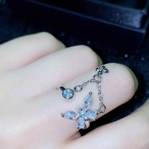 High Quality Dazzing Crystal Butterfly Rings Fashion Creative Tassel Pendant Elegant Party Jewelry Gifts for Women Accessories