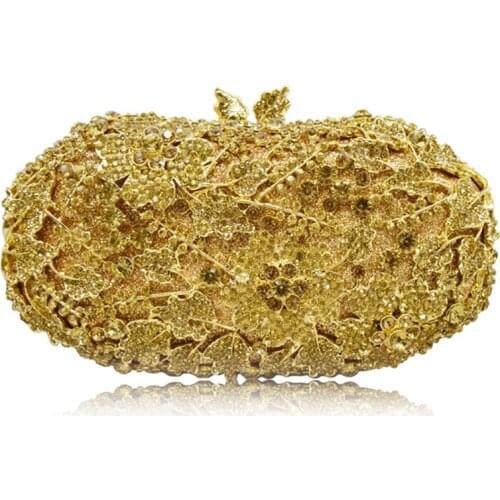 High Quality Gold/Black Crystal Clutch Bag Fashion Women Evening Clutches Handbags Lady Party Purse Shoulder Bags Female Clutch