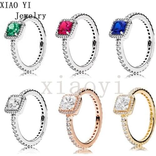 XIAOYI 2020 new 100% 925 Classic 6 color love square elegant secret set ring lovers wedding ring female free wholesale delivery