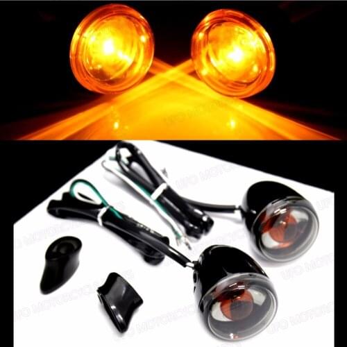 Rear Bullet Smoked Turn Signals&Short Bracket For Harley Sportster Dyna Softail
