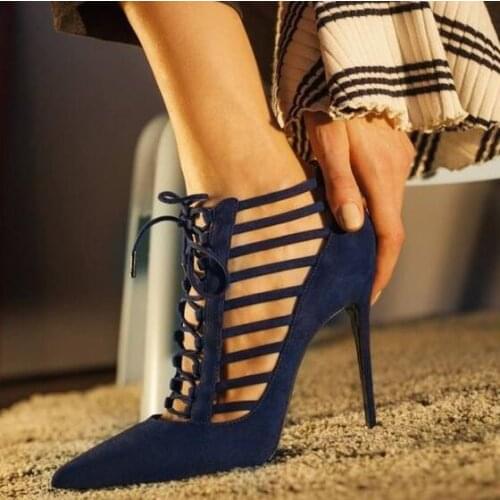 Rome Style Black Leather Cross Strappy Gladiator Sandals Women Peep Toe Lace-up Hollow Women Shoes High Heels Customized