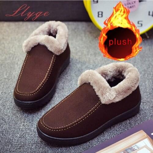 Women Shoes Winter Thick Plush Warm Cotton Shoes For Woman 2021 Slip On Non Slip Female Snow Boots Faux Fur Ladies Flats Shoes